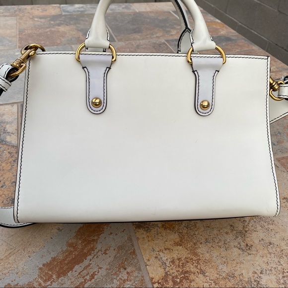 SOLD Christian Dior White Leather D-Bee Top Handle Bag - Picture 7 of 16